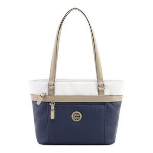 Giani Bernini Colorblock Pebble Tote – White/Oatmeal/Navy